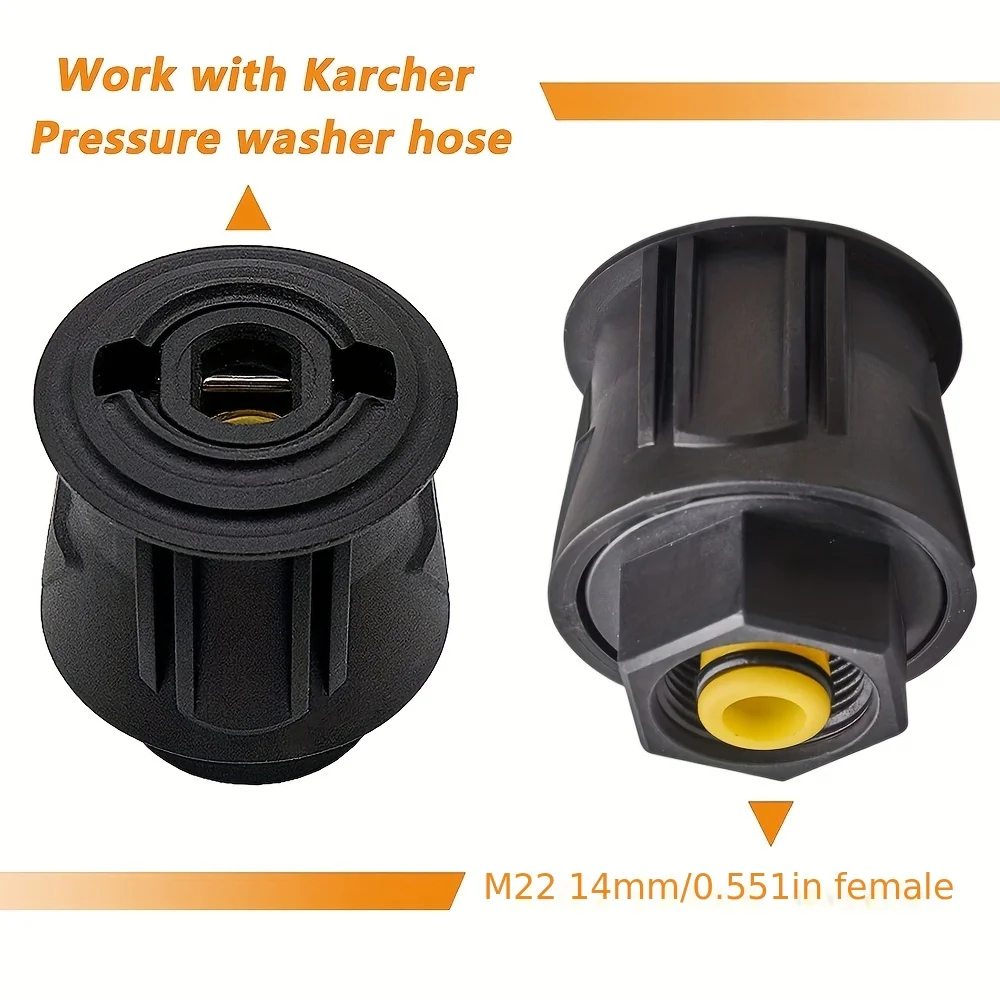 1pc Karcher K-Series Pressure Washer Gun Adapter, M22 14mm Female, Durable Plastic for Car Wash & Electric Hose, Fits K2-K7