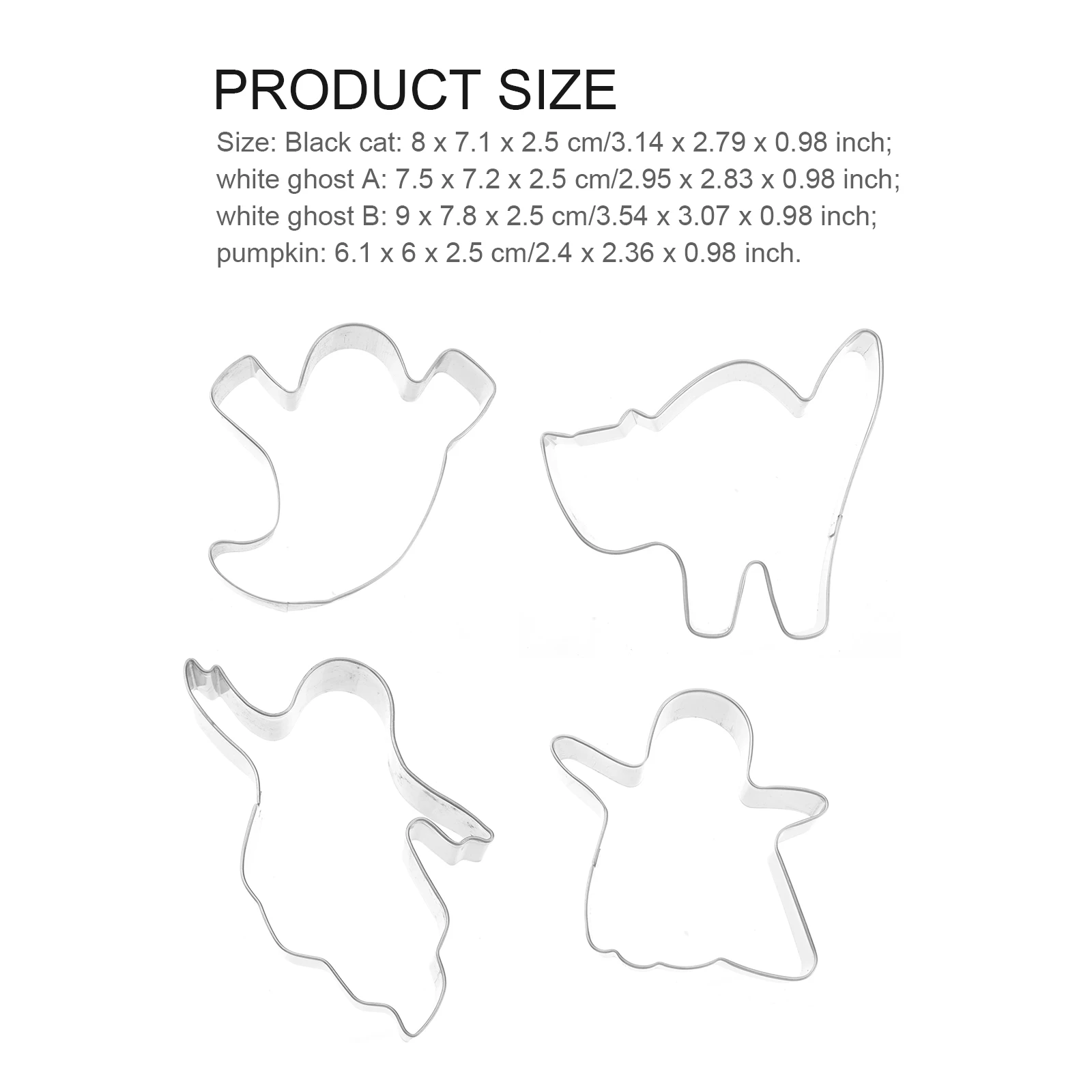 

4pcs Halloween Cookie Cutter Biscuit Mould Stainless Steel Diy Baking Tool Cake Decorating Fondant Fruit Cutting Party