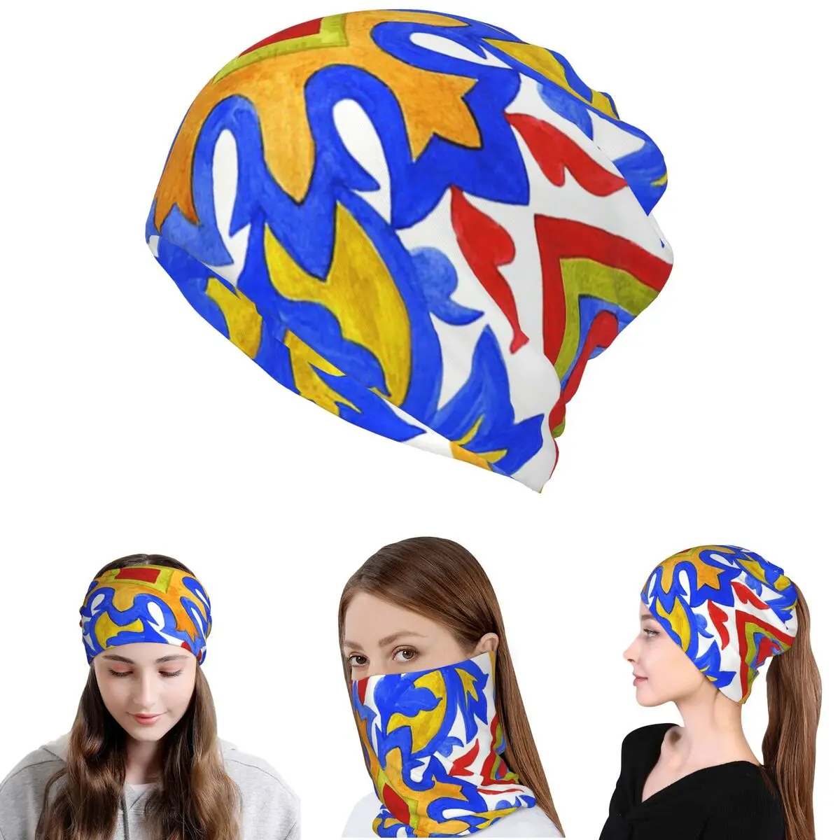 Portugiesische Azulejo-Fliesen, Bandana, Halstuch, Gesichtsschal, Mehrzweck-Kopfbedeckung, Mütze für Männer, Frauen, Erwachsene, Winter