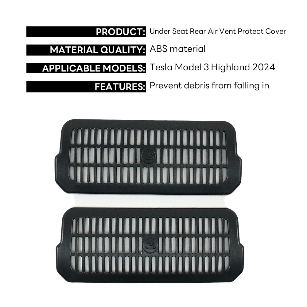 Für Tesla Neue Modell 3 Highland 2024 Unter Sitz Hinten Air Vent Schützen Abdeckung Anti-blocking Rücksitz Outlet Grille schutz Teile – Detail 1