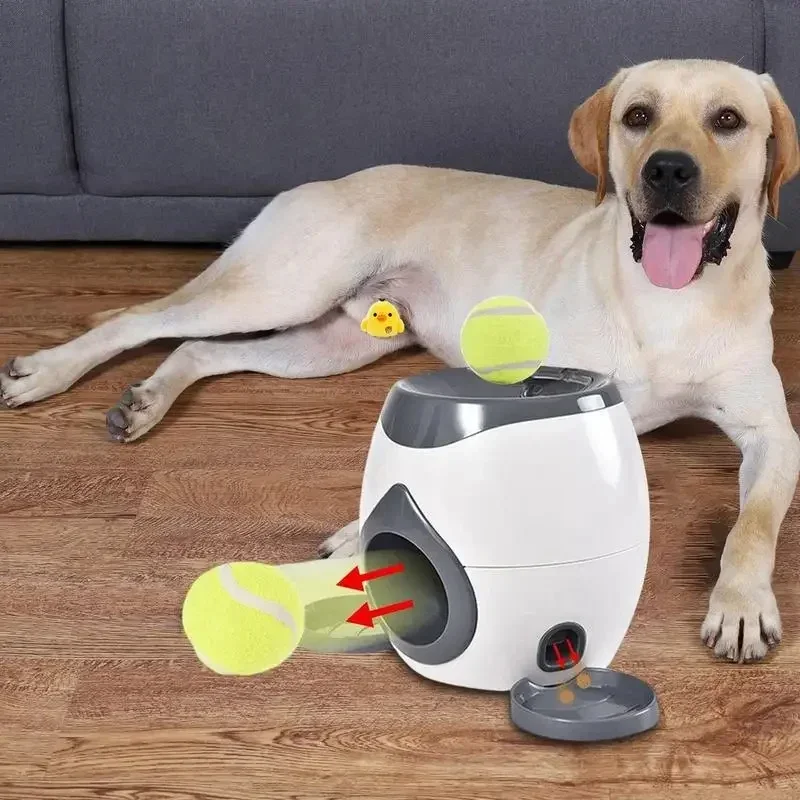 

2-in-1 Pet Interactive Toy Dog Tennis Throwing Training Reward Machine Feeding Machine Automatic Feeder Pet Supplies