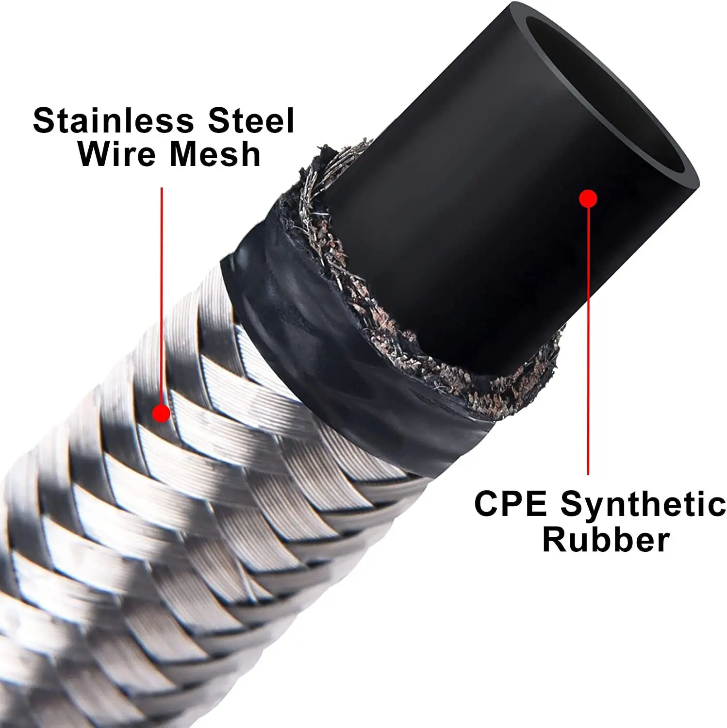 10AN 5/8" Hose Universal Stainless Steel Braided CPE Oil Gas Fuel Hose Fuel Line