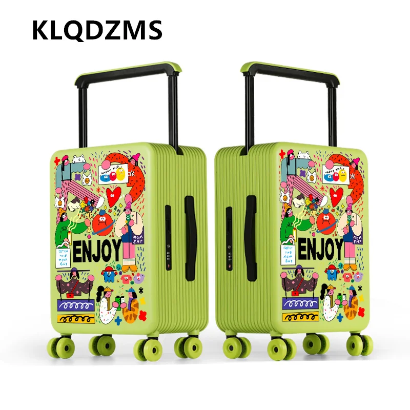 KLQDZMS Lightweight Suitcase 20 Inch PC Boarding Case 24“26” Large Capacity Trolley Case Cart Style Travel Bag Cabin Luggage