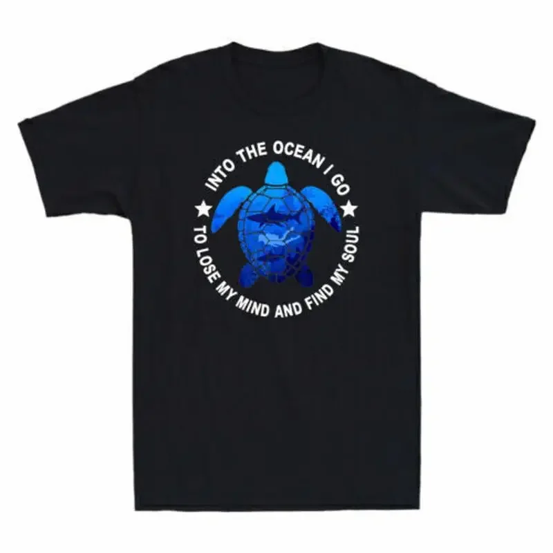T-shirt pour hommes avec motif tortue amusante, « Je me rends dans l'océan pour perdre la tête et retrouver mon âme »