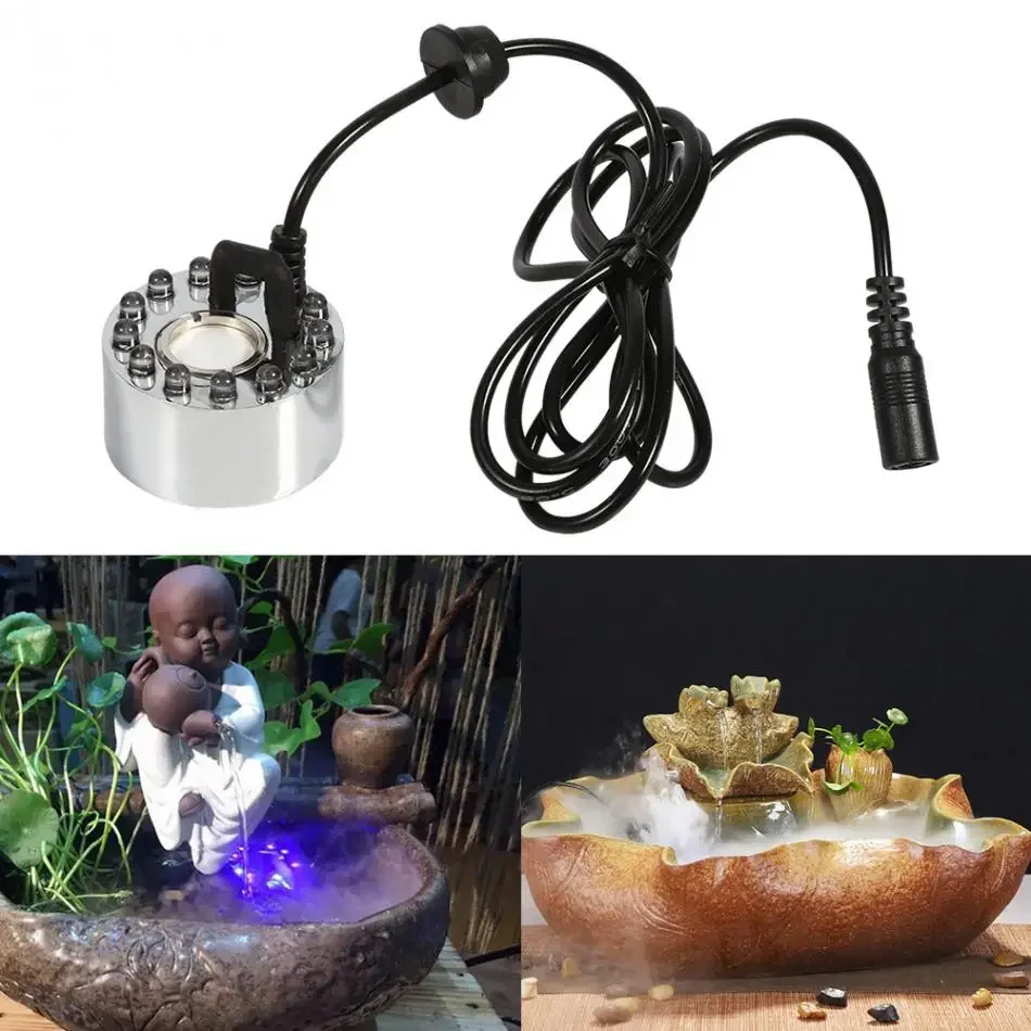 24V Color Changing Ultrasonic Mist Maker Fogger Water Fountain Pond Atomizer Air Humidifier 12 LED Adapter - Enhance Your Pond w