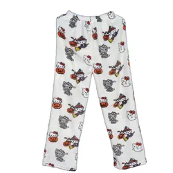 Halloween Hello Kitty Pajamas Pants Christmas Sanrio Flannel Women Warm Woolen Cartoon Casual Home Pants Autumn Girls Trousers