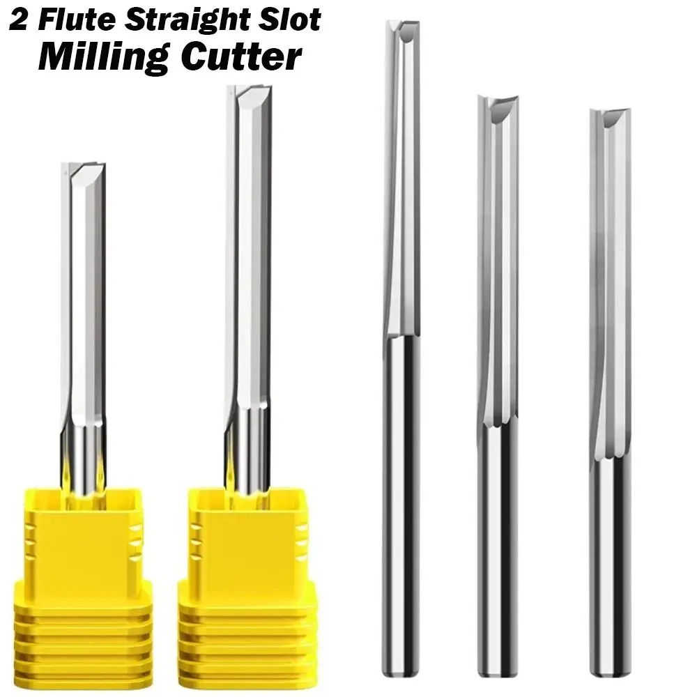 

CNC Tool Tungsten Carbide Straight Slot Milling Cutter 3.175mm Shank Silver End Mill 2 Flute End Mill Woodworking