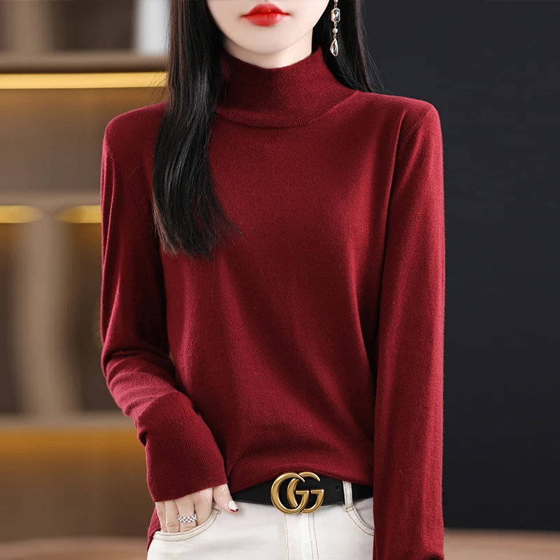 High-quality Spring Women Sweaters 100% Fine Wool Knit Pullovers 2023 Autumn New Thin Soft Woman Cashmere Knitwear Girl Clothes