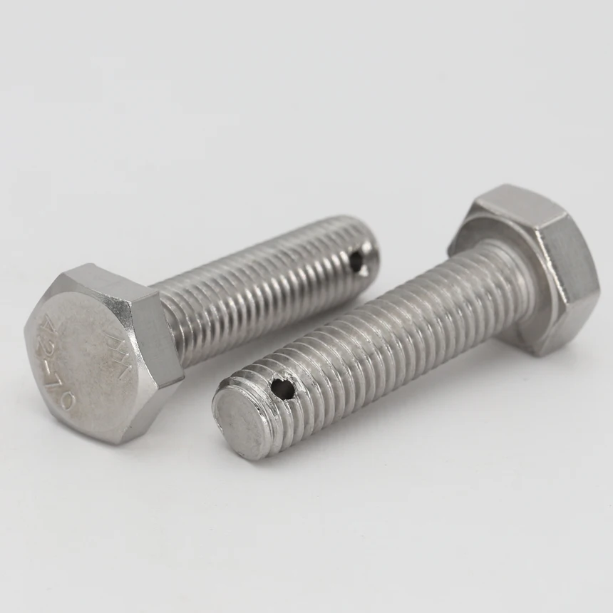 M8 M10 M12 M14 M16*60mm 70mm 80mm 90mm 100mm Length 304 Stainless Steel Screw GB31.1 Hexagon Bolt With Split Pin Hole On Shank