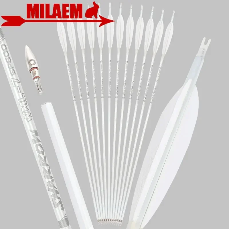 

6/12pcs Archery Pure Carbon Arrow SP 400-800 32 Inch Arrow Shaft ID 6.2mm Turkey Feathers Bow Hunting Archery Shooting Arrows