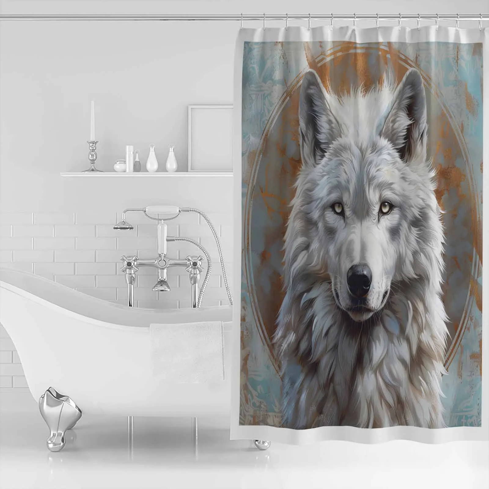 

Animal Wolf Ears Shower Curtains Waterproof Bath Curtains Home Decor Modern Luxury Bathroom Curtain