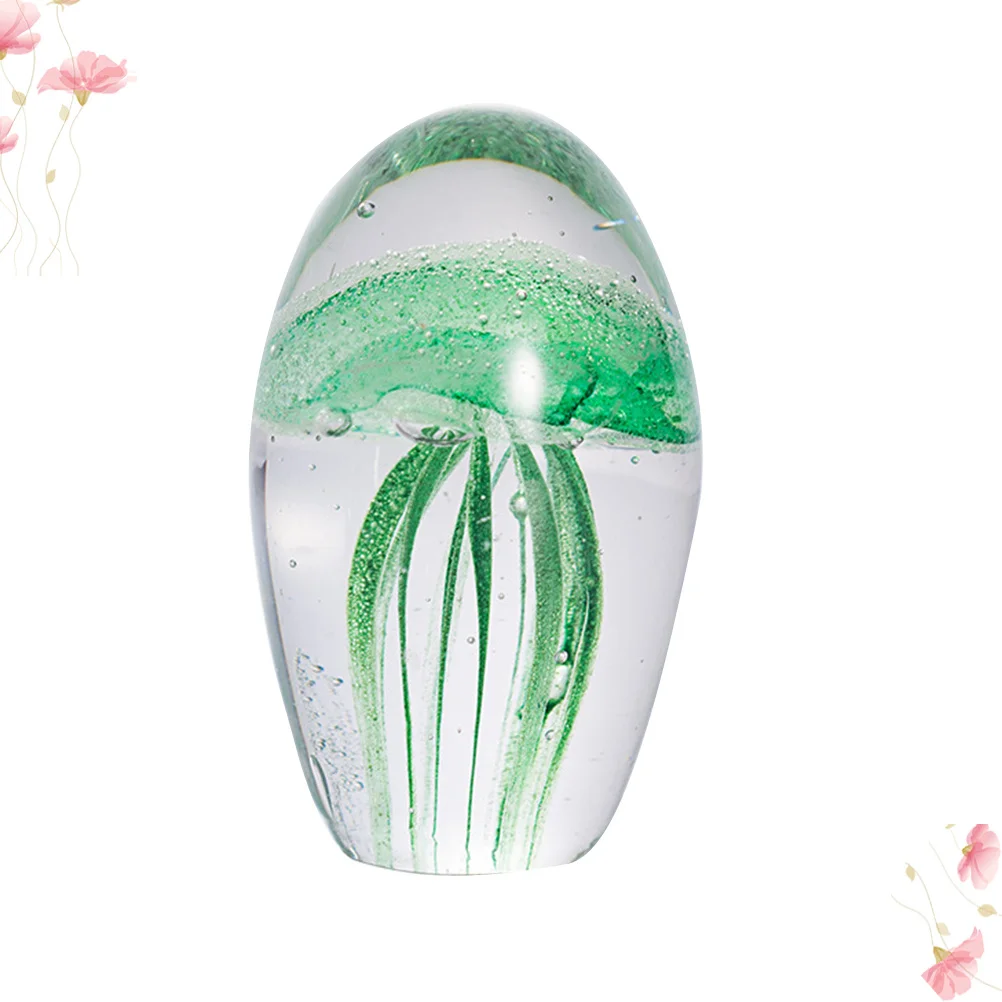 

1Pcs Crystal Jellyfish Ornament Lifelike Green Artificial Desktop Decor for Home Office Tabletop Gift Smooth Sturdy Lightweight