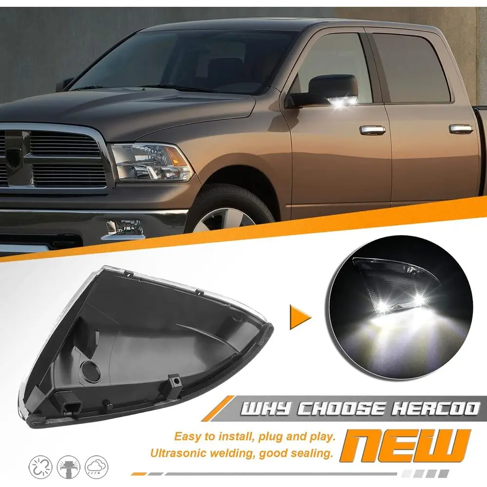 Dodge Ram 1500/2500 2010-2018 & Ram 1500 Classic 2019-2022 LED Side Mirror Turn Signal Replacement Puddle Lights