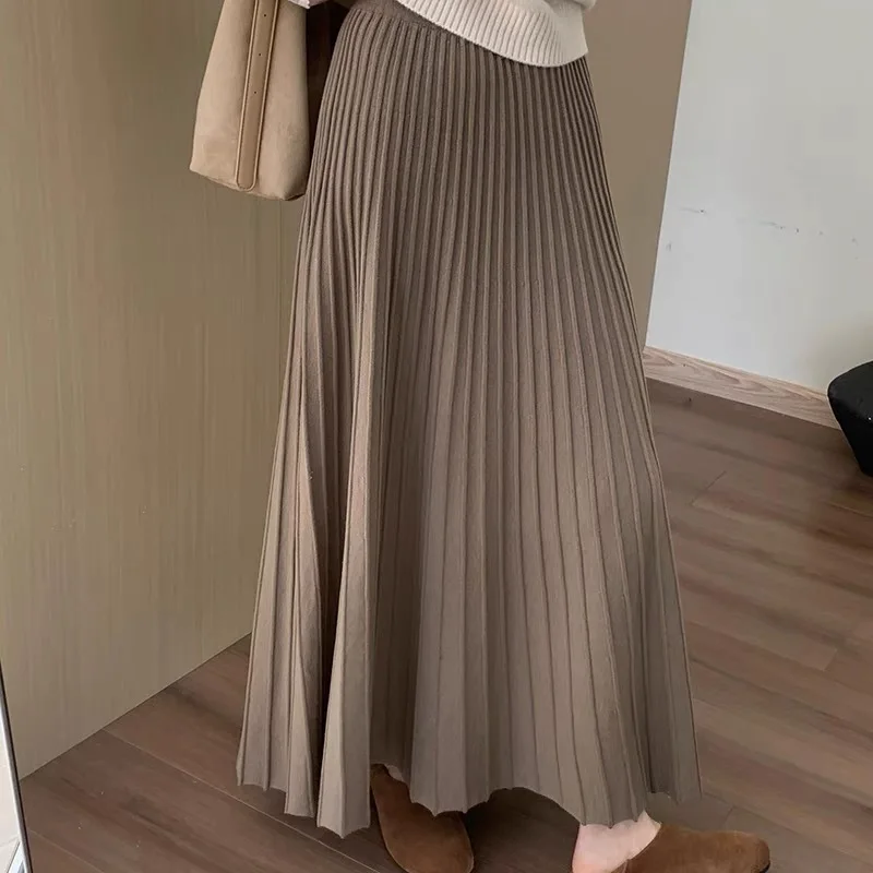 

Skirts Women Mid Length Skirt A Line Elastic Waist Slim Fit Solid Pleated Casual Elegant Splice Y2k Streetwear Work 2026 Spring