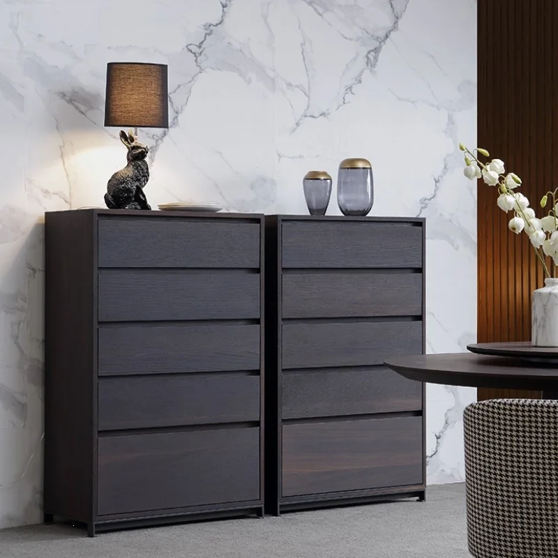 Giant one five chest cabinet storage Italian modern minimalist style smoked wood color bedroom side cabinet