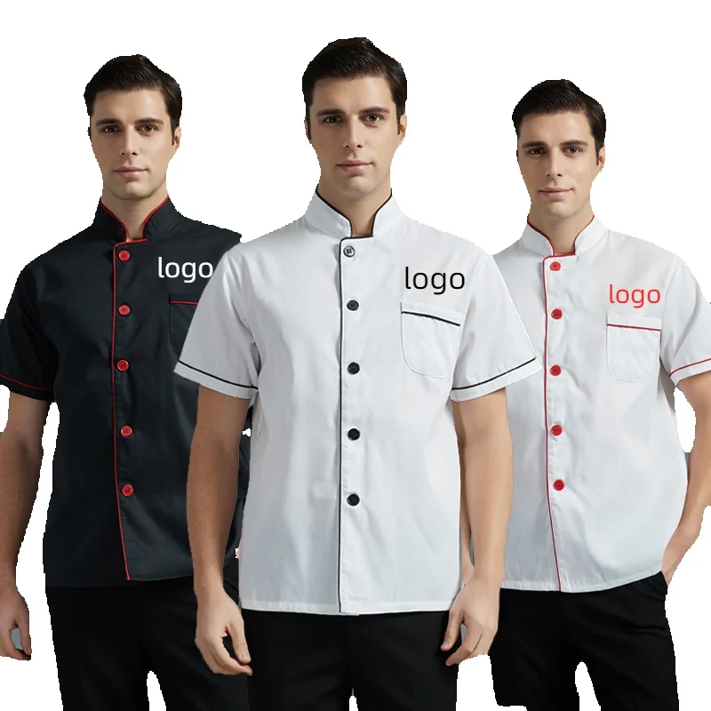 

Summer Chef Uniform Jacket Custom Embroidery Print Logo Cooking Clothes Kitchen Shirt Service Hotel Fast Food Hot Pot Cake Shop