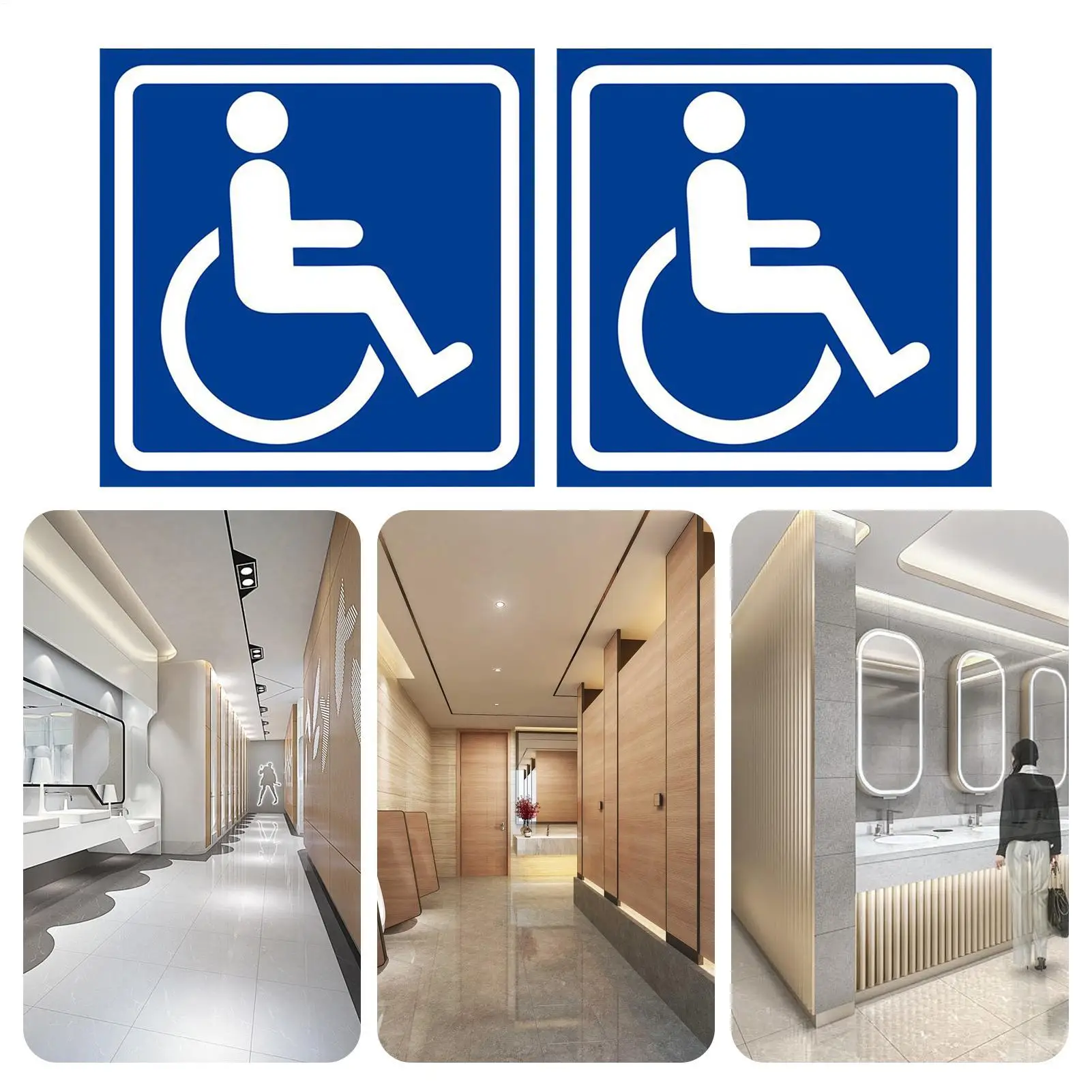 Handicap Sign For Car 4 Pieces Self-Adhesive Waterproof Car Accessories Handicap Bathroom Sign For Bus Parking Restaurant Hotel