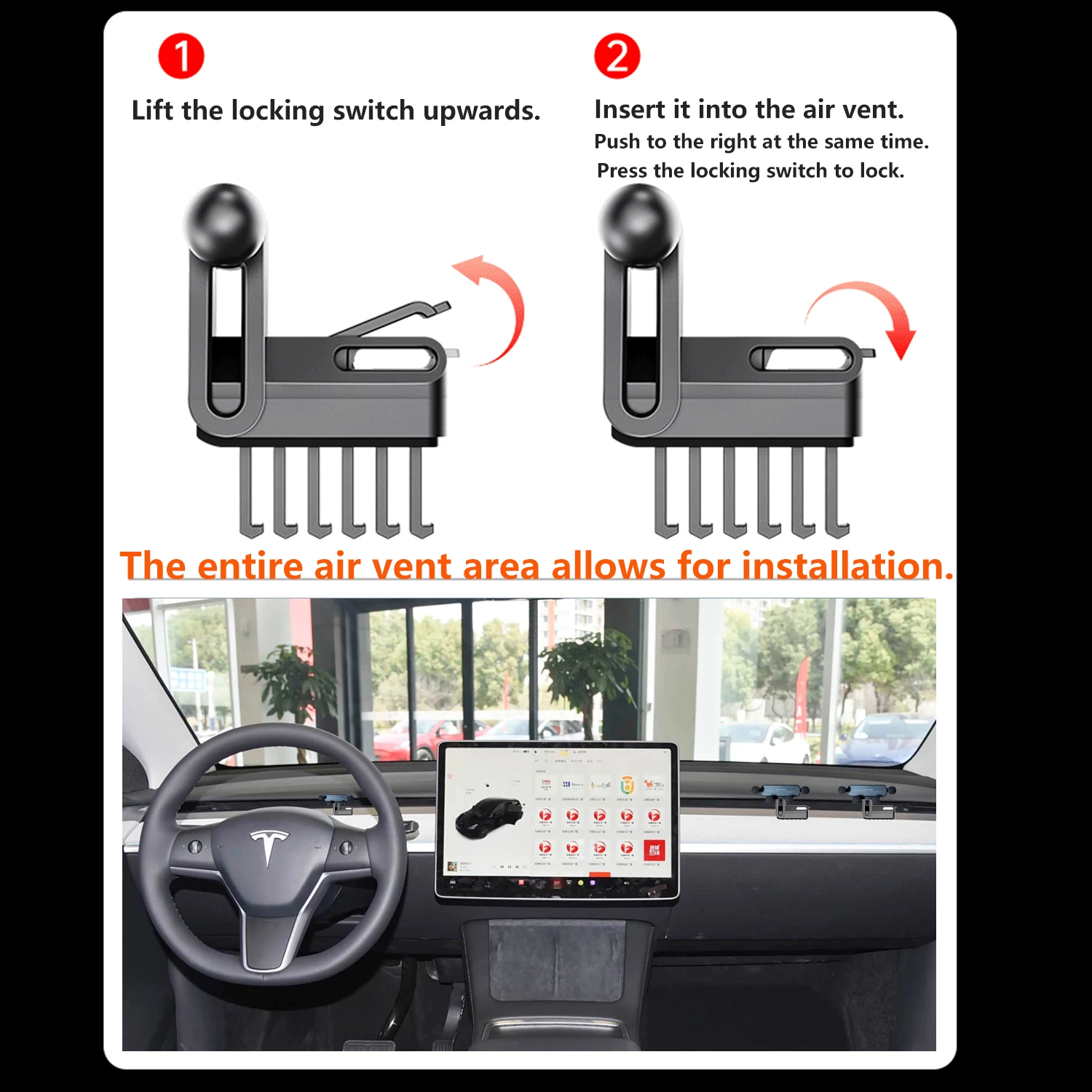 TEEQ Car Phone Holder For Tesla 2018-2023 Model 3,2019-2024 Model Y,Smartphone Holder Mounts Simple And Easy To Use Accessoires