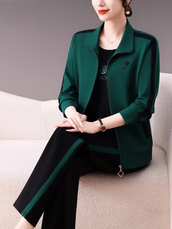 

Women's Casual Loose Fitn Sportswear Set Spring Autumn New Sle Running Tee-piece Suit Slimming Effect Mom's Choice