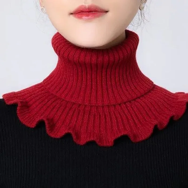 Detachable Cotton Knitted Turtleneck Collar For Women False Collar Fashion Winter Warm Cover Head Neck Guard Collar