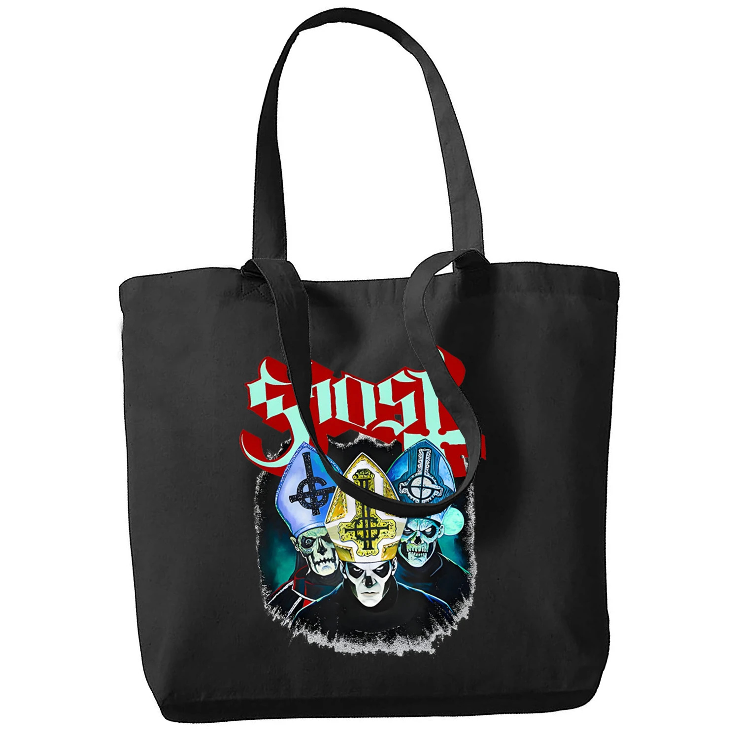 Women Ghost Band Heavy Metal Music Band Prevalent Handbags Canvas Tote Shopping Bags Reusable Shopping Bag Eco Foldable