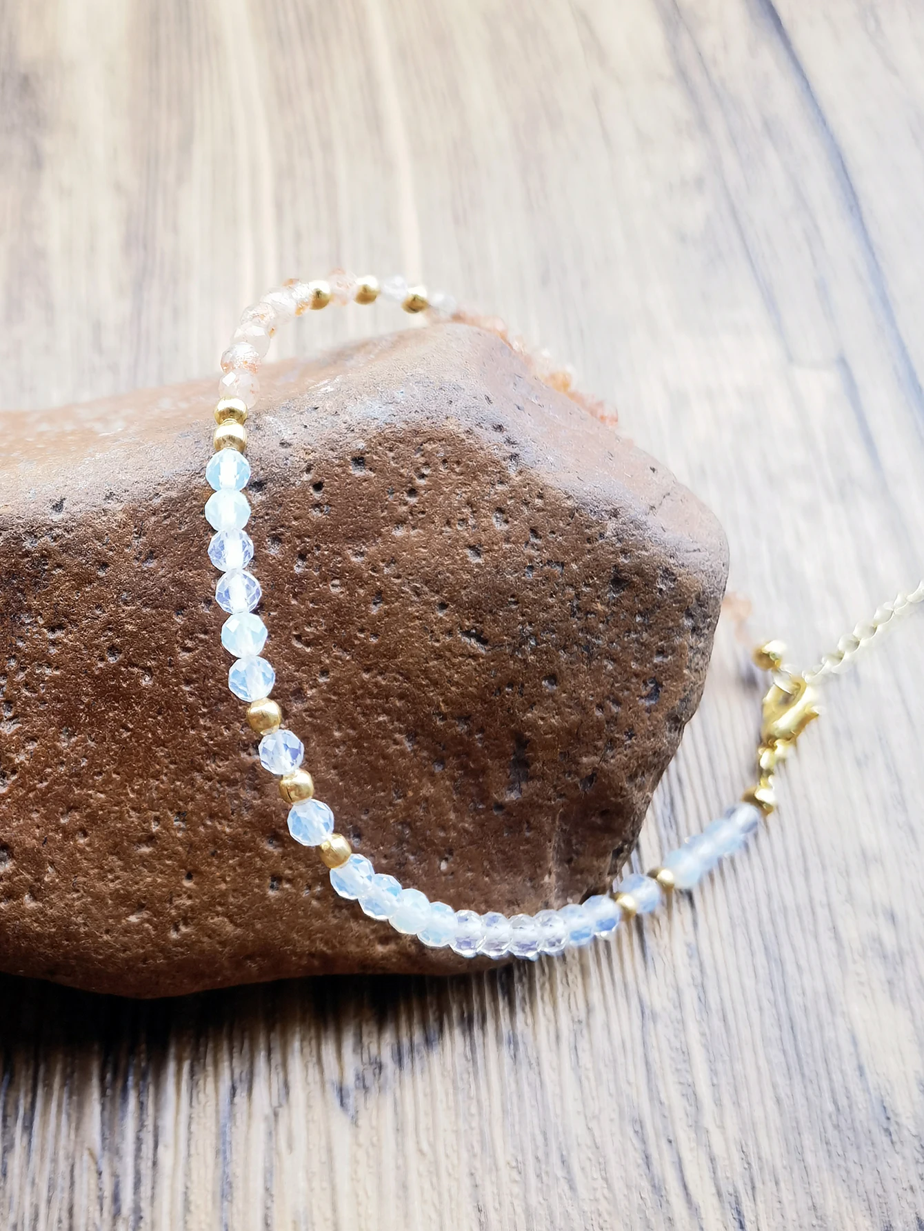 1pc Natural Moonstone and Sunstone Bracelet Gemstone Bead Bracelets for Women Gifts for Her Sunstone Rainbow Moonstone Jewelry