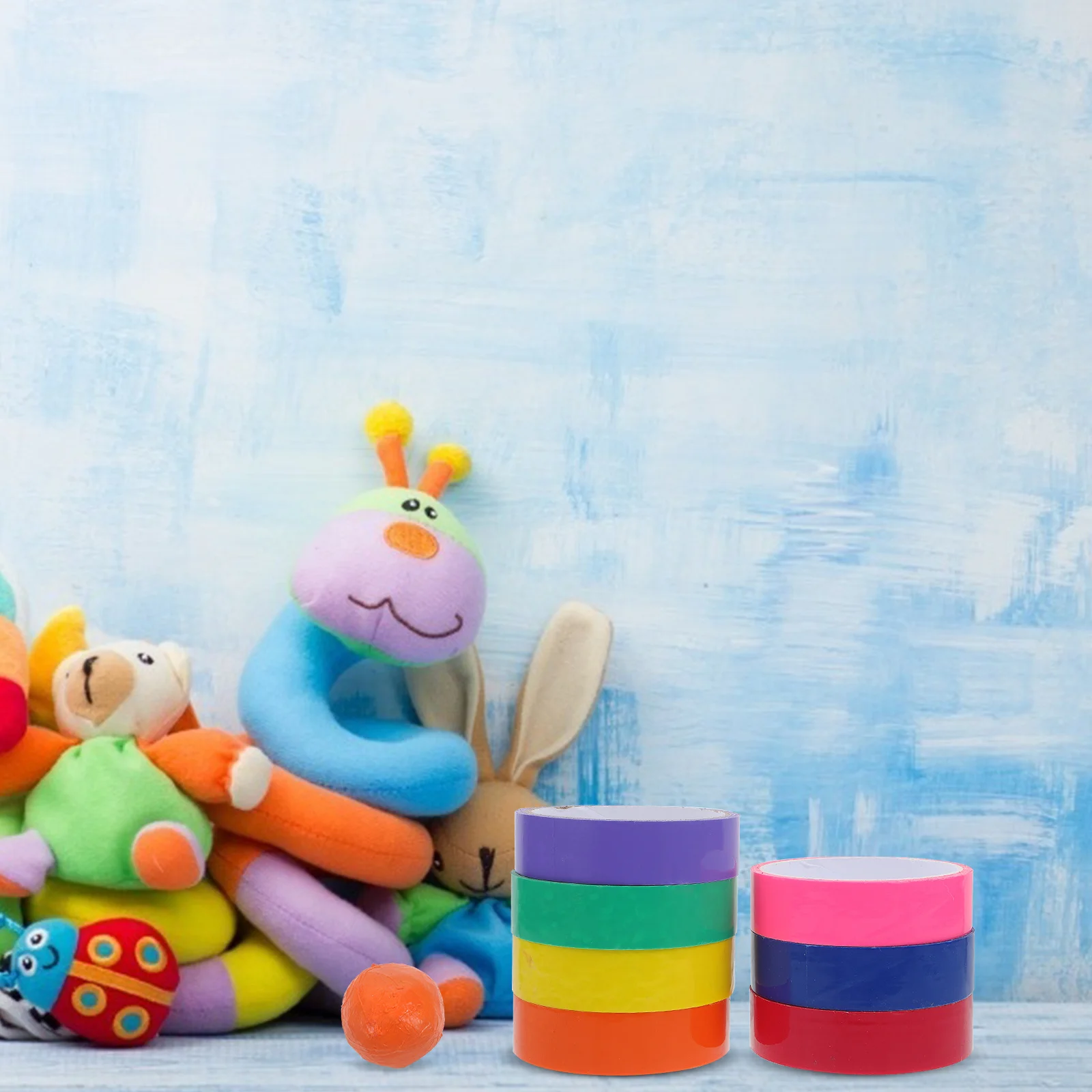 7 قطعة 7 لفات لزجة الكرة أشرطة حريري السلس الضغط للمنزل مكتب الإجهاد الإغاثة متعة الترفيه لاصق الحرف الشريط #2