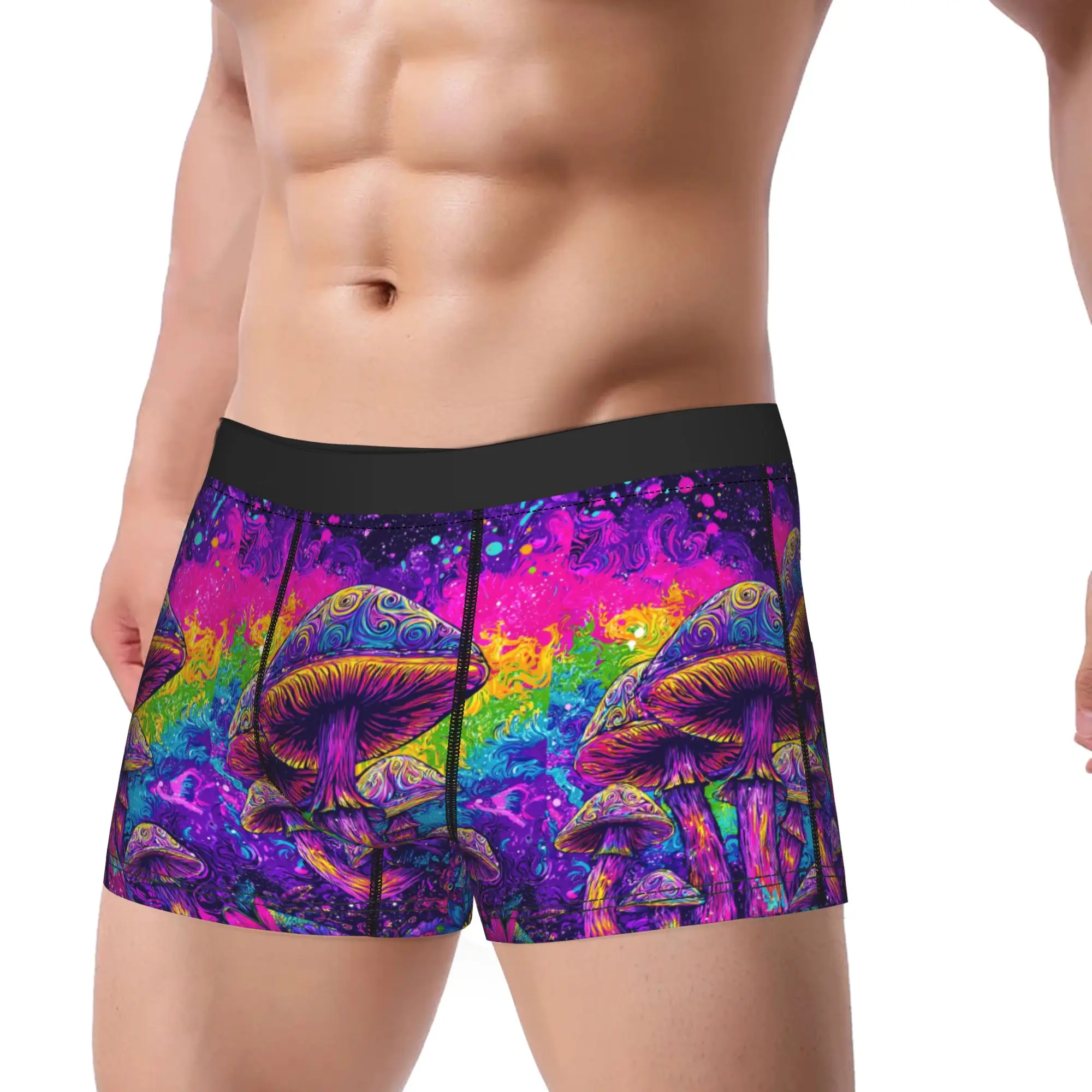 Psychedelic Purple Magic Mushroom Underwear  Custom DIY Boxershorts Hot Sale Man Panties Breathable Boxer Brief Birthday Gift