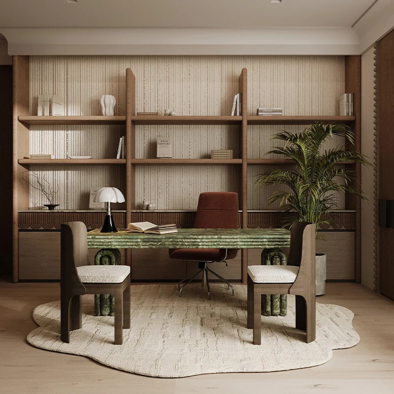 D#  Customized Natural Stone Furniture High Quality  Verde Alpi Green Marble Dining Table With Fluted Base Top