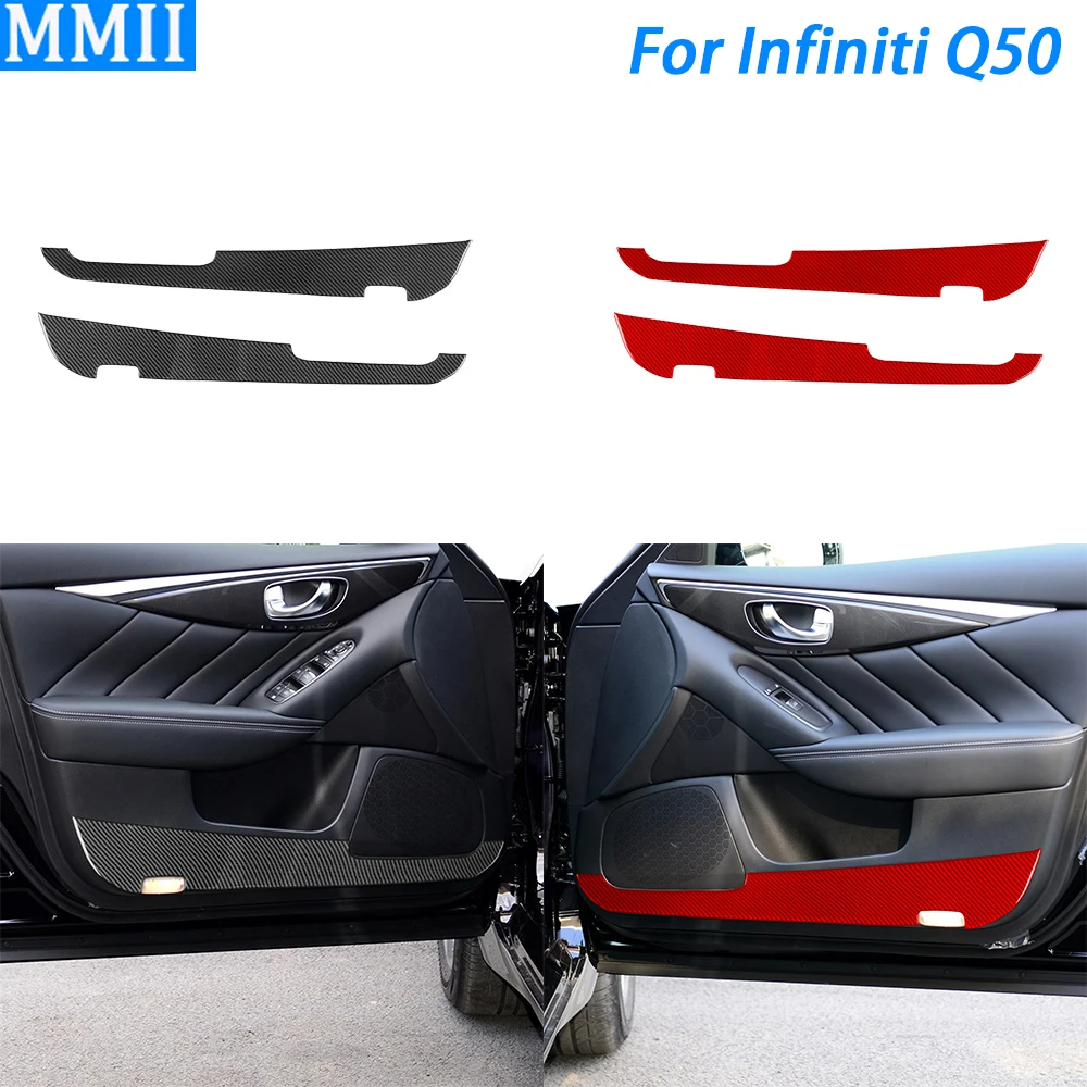 

For Infiniti Q50 2014 2015 2016 2017 2018 2019 2020 Carbon Fiber Front Door Panel Cover Trim Car Interior Accessories Sticker