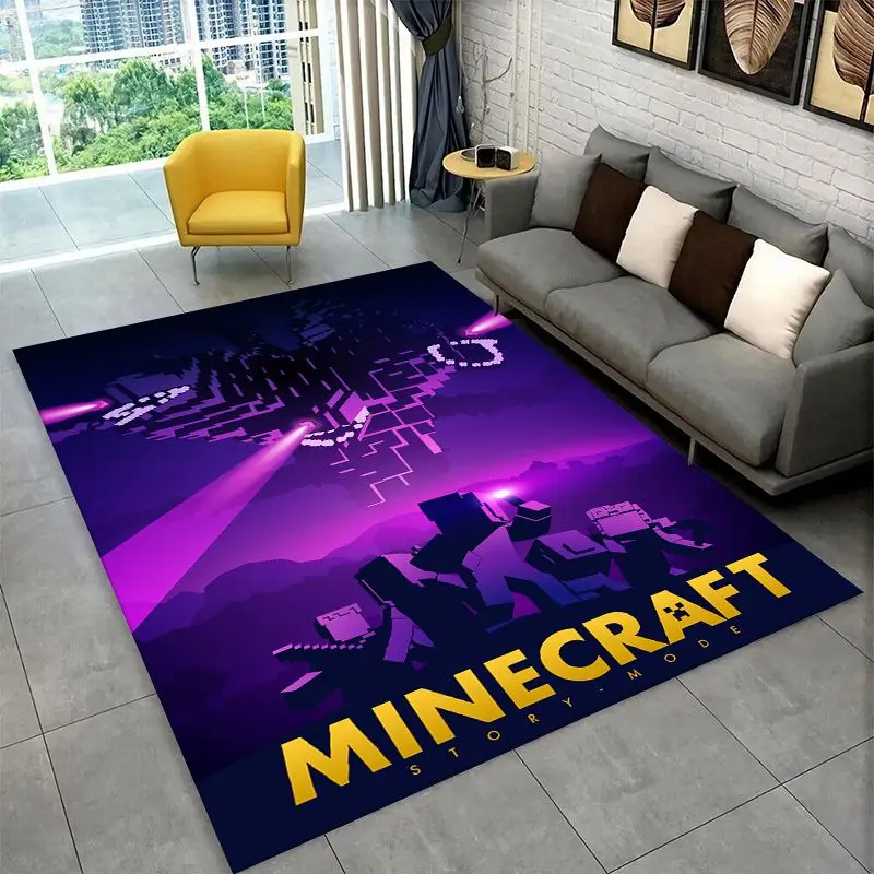 Cartoon S-Sandbox Pixel Bulding Game Non-Slip Area Rug for Living Room,Bedroom,Playroom,Carpet Floor Mat Home Decor Rug Kid Room