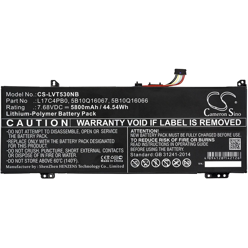 CS Replacement Battery for Lenovo Air 14,Flex 6-14,Flex 6-14IKB,IdeaPad 530S-15IKB (81EV),IdeaP PN:L17C4PB0 5800mAh / 44.54Wh