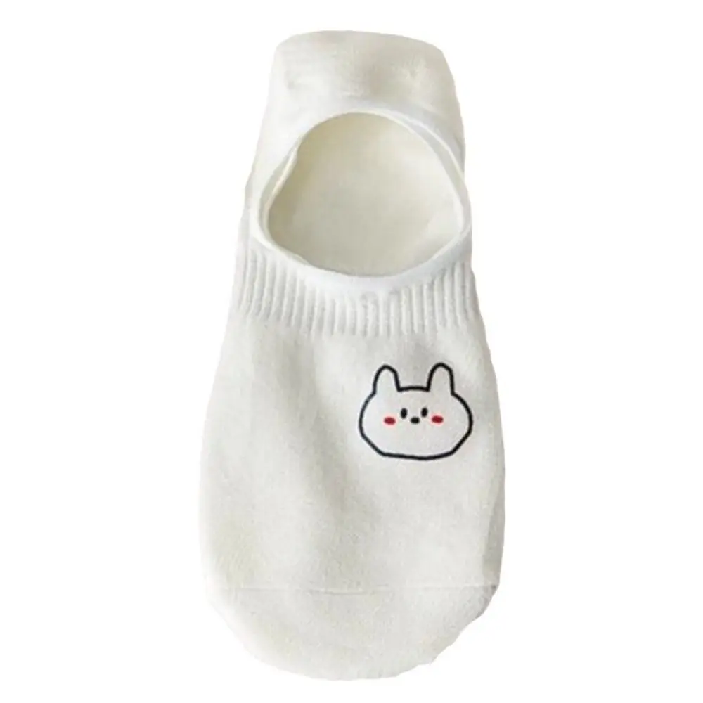

10Pairs Trendy Cartoon Women Invisible Socks Sweet Non-slip Cute Boat Socks Thin Hosiery Bear White Socks Comfortable