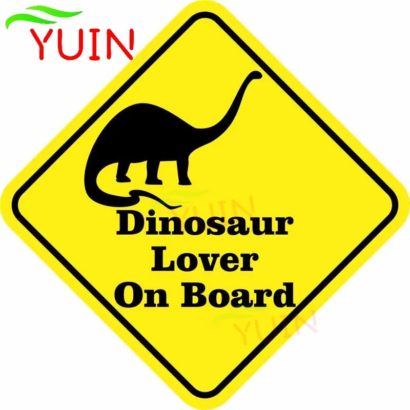 DINOSAUR LOVER ON BOARD Warning Mark Car Sticker Auto Accessories PVC Bumper Window Graphic Decoration Waterproof Decal 10*10cm