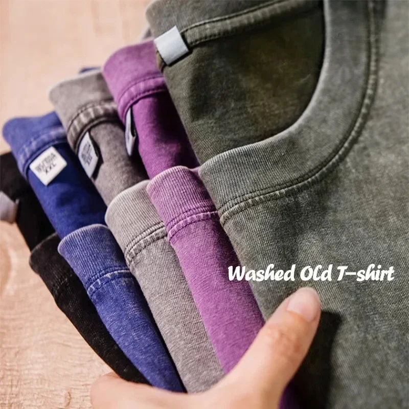 

2025 Oversized Acid Washed Y2K T Shirt Men Vintage T-shirts Streetwear Mineral Wash Tee Shirts Plus Size Loose Luxury Brand Tops