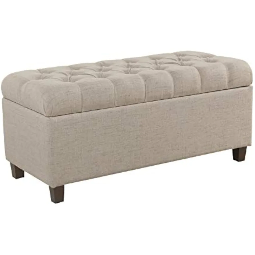 

Home Decor | Tufted Ainsley Button Storage Ottoman Bench with Hinged Lid | Ottoman Bench with Storage for Living Room &