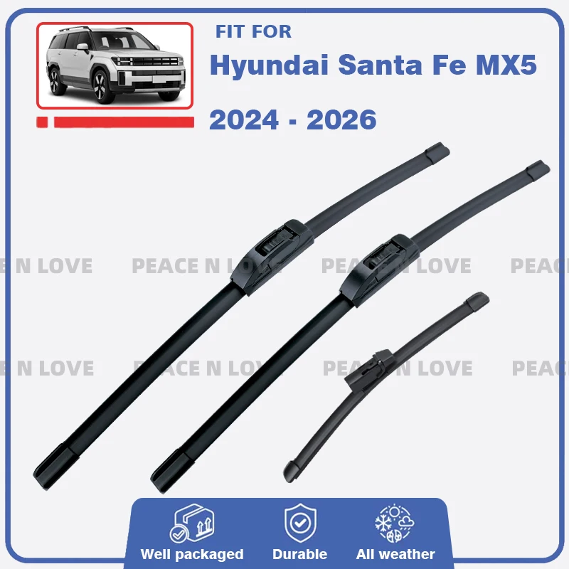 Front Rear Wiper Blade For Hyundai Santa Fe 5th Generation MX5 2023 2024 2025 2026 Windscreen Window Rubber Brushes Accessories