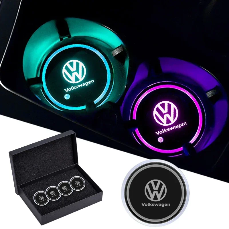 

1/2pcs Colorful Universal LED Car Cup Holder RGB Light Mat Pad For Volkswagen GOLF 5 Tiguan Polo Golf 6 Golf 7 Jetta Accessories
