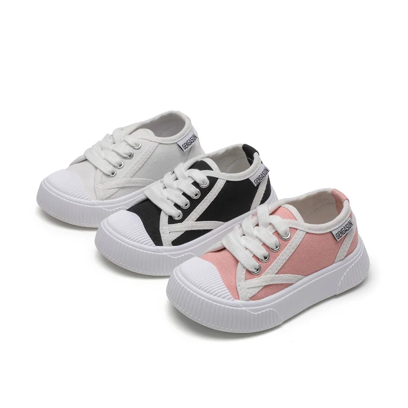 Children Canvas Shoes Kids Casual Soft-Soled Non-Slip Sneakers Spring Autumn Breathable Solid Color Shoes