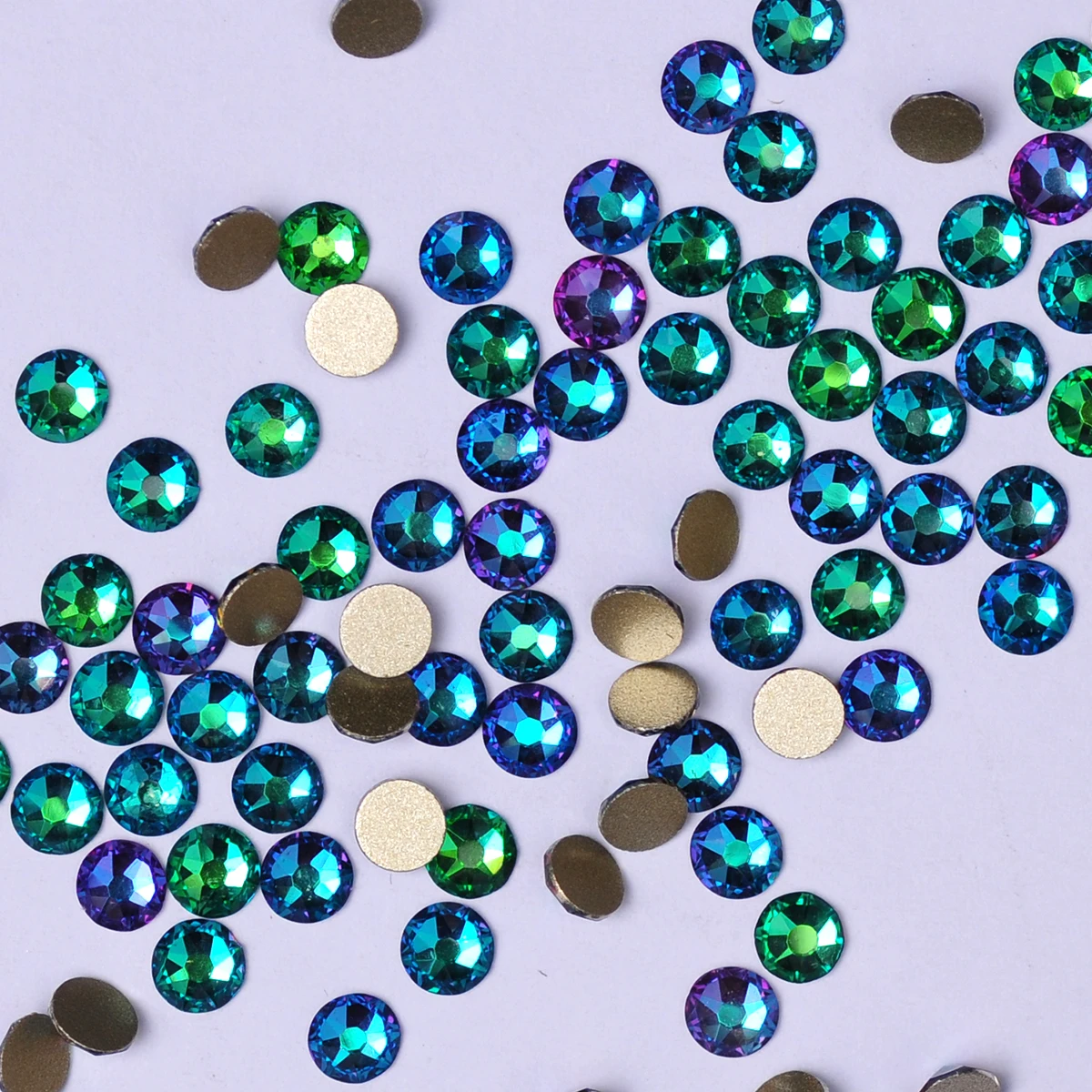 YANRUO 2088NoHF 8 big 8 small Nails Art Rhinestones Flatback Glue On Crystal Green Volcano Decor Diy Accessories