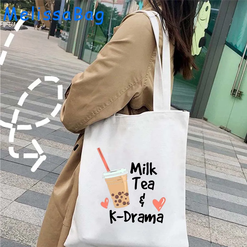 Sac fourre-tout en toile pour filles, sacs à main de shopping Harajuku, cadeaux mignons, drôle, musique coréenne, coeur, kBiovalley kpop lover