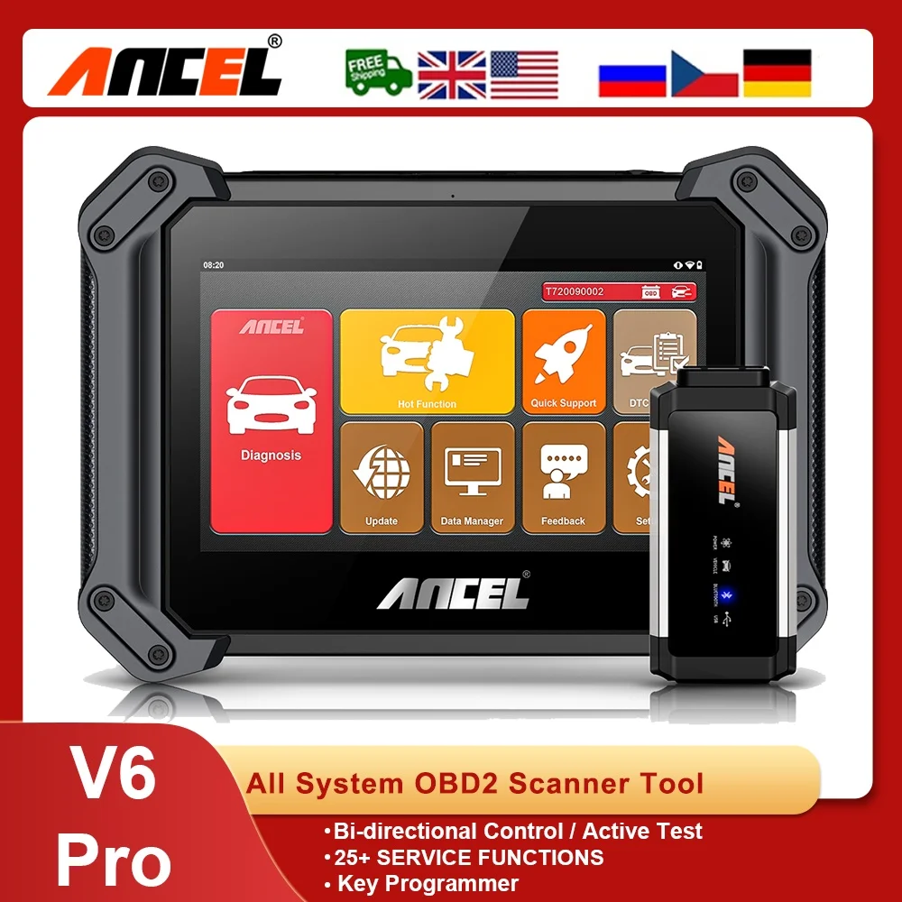 

OBD2 Automotive Scanner All System Scan Tool ANCEL V6 PRO IMMO DPF ABS 25+Reset OBD2 Professional Car Diagnostic Tools PK MK808