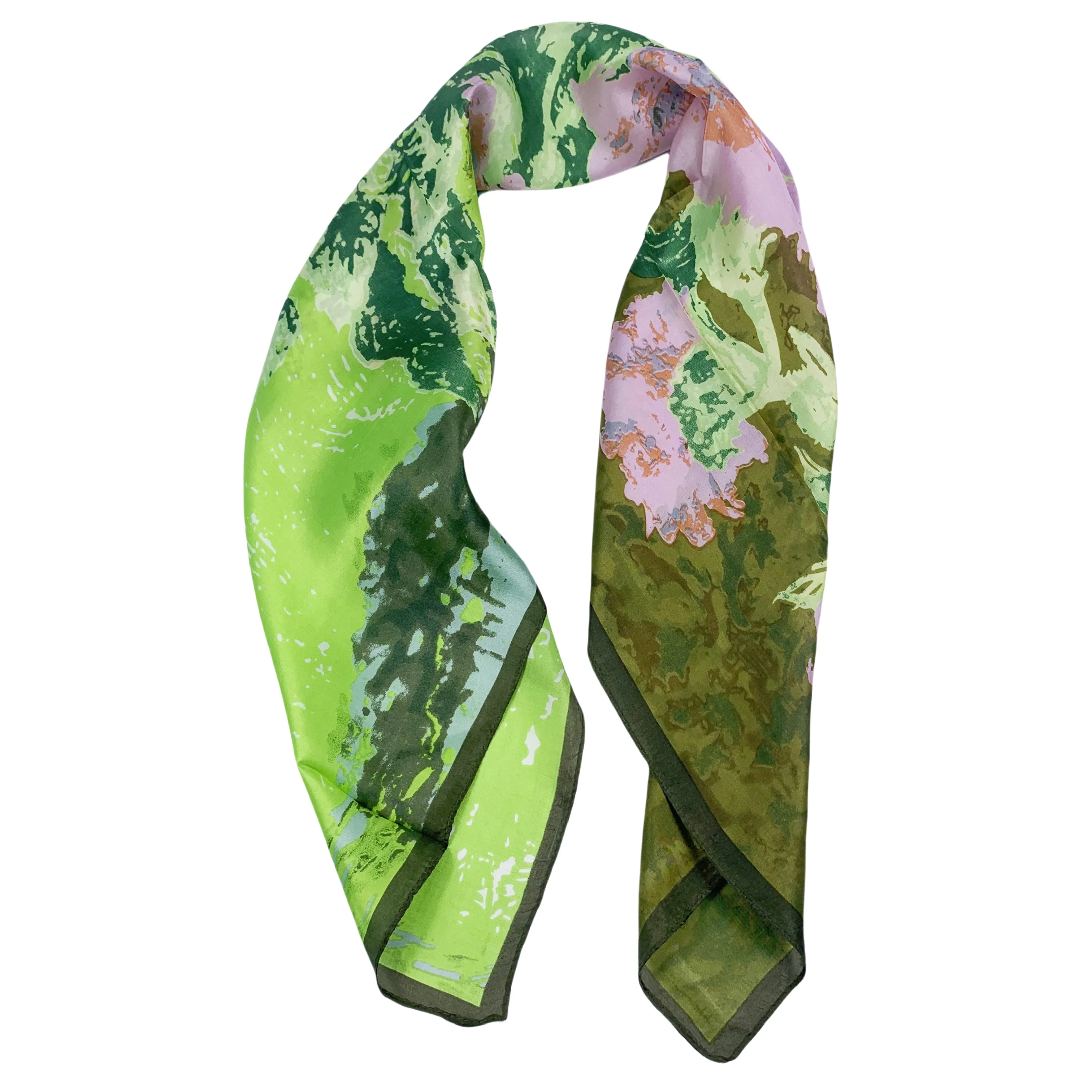 wholesale 90cm*90cm 100% pure silk scarves scarf mulberry silk  design scarf  Luxury Brand green world