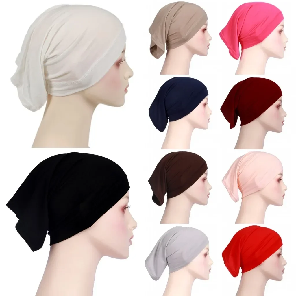 

Muslim Women Head Scarf Cotton Underscarf Stretch Hijab Cover Headwrap Underscarf Cap Shawl Islam Scarf Inner Headband Bonnet