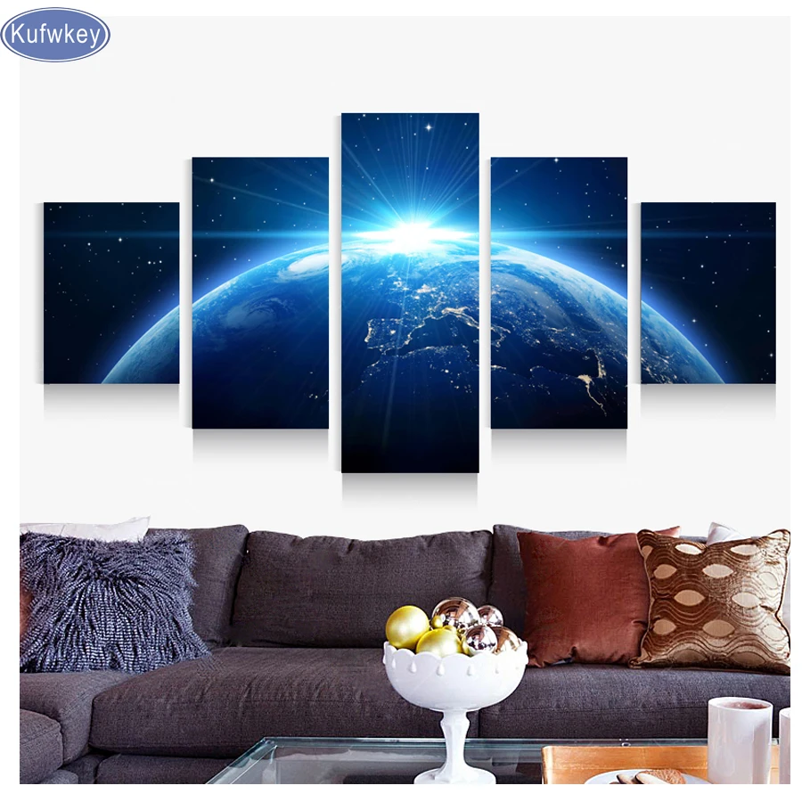 

5d Diy Diamond Painting New 2024 Cross Stitch"Universe Planet Space Landscape"Diamond mosaic Embroidery 5 pcs Home Decoration