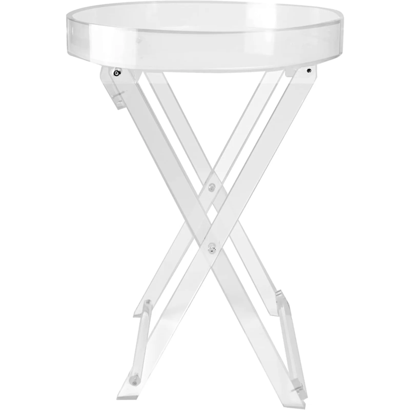 

US Acrylic Folding Tray Table – Modern Chic Accent Desk - Kitchen and Bar Serving Table - Elegant Clear Design (