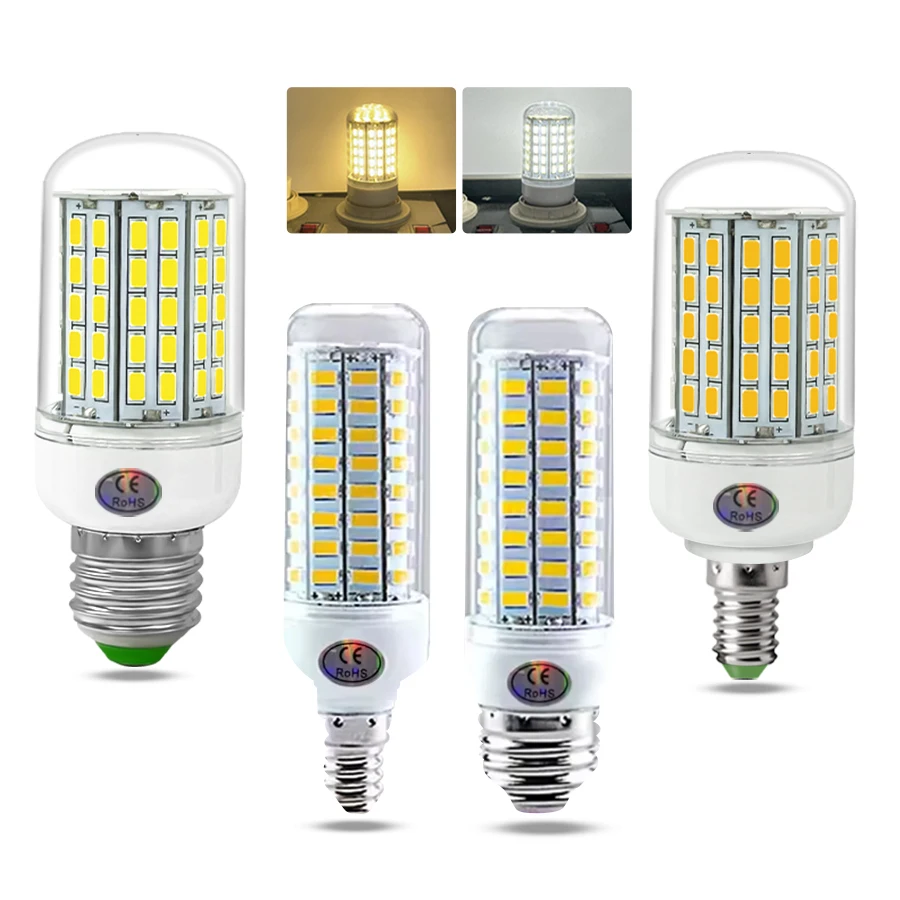 E27 LED Light Bulb E14 Corn Bulb Lamp Ceiling Chandeliers Lampada LED Lights 72 96 LEDs No Flicker AC220V 240V 5730 SMD Bulb