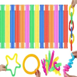 8PCS Colorful Telescopic Tube Pop Tube Stretching Tube Corrugated Tube Children Adult Stress Relief Toy Educational Folding Toys