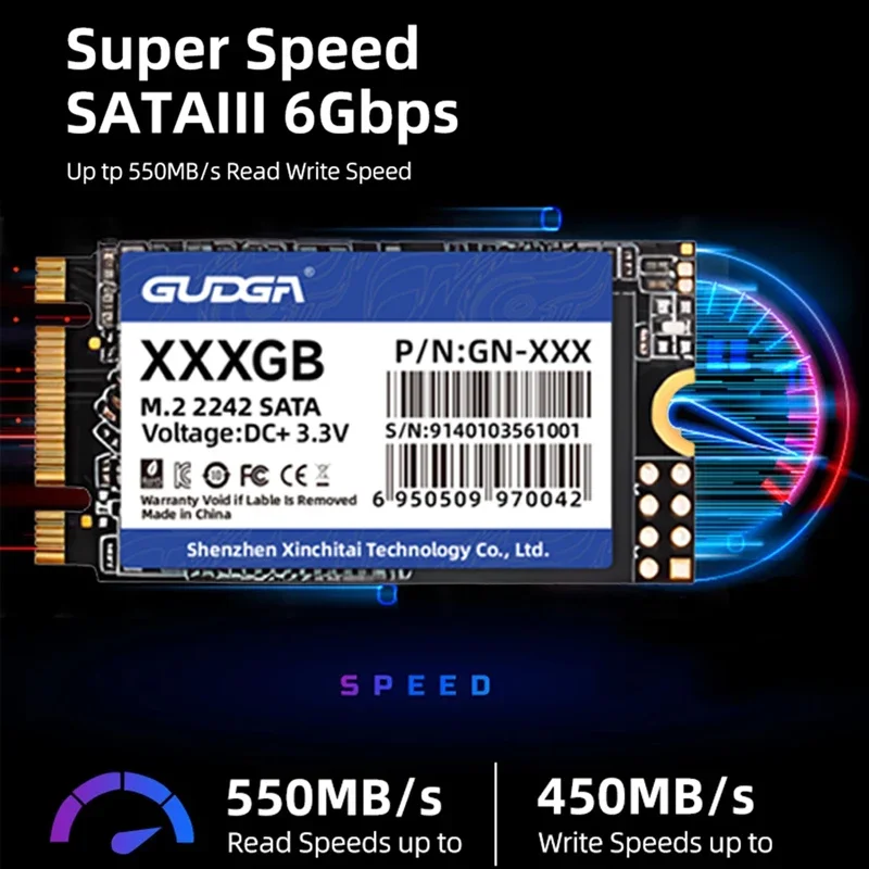 GUDGA SSD SATA M2 1TB 512GB 2TB 256GB 128GB Ssd Hard Disk M.2NGFF Solid State Drive 2242 2280 Hard Drive Disk for Desktop Laptop