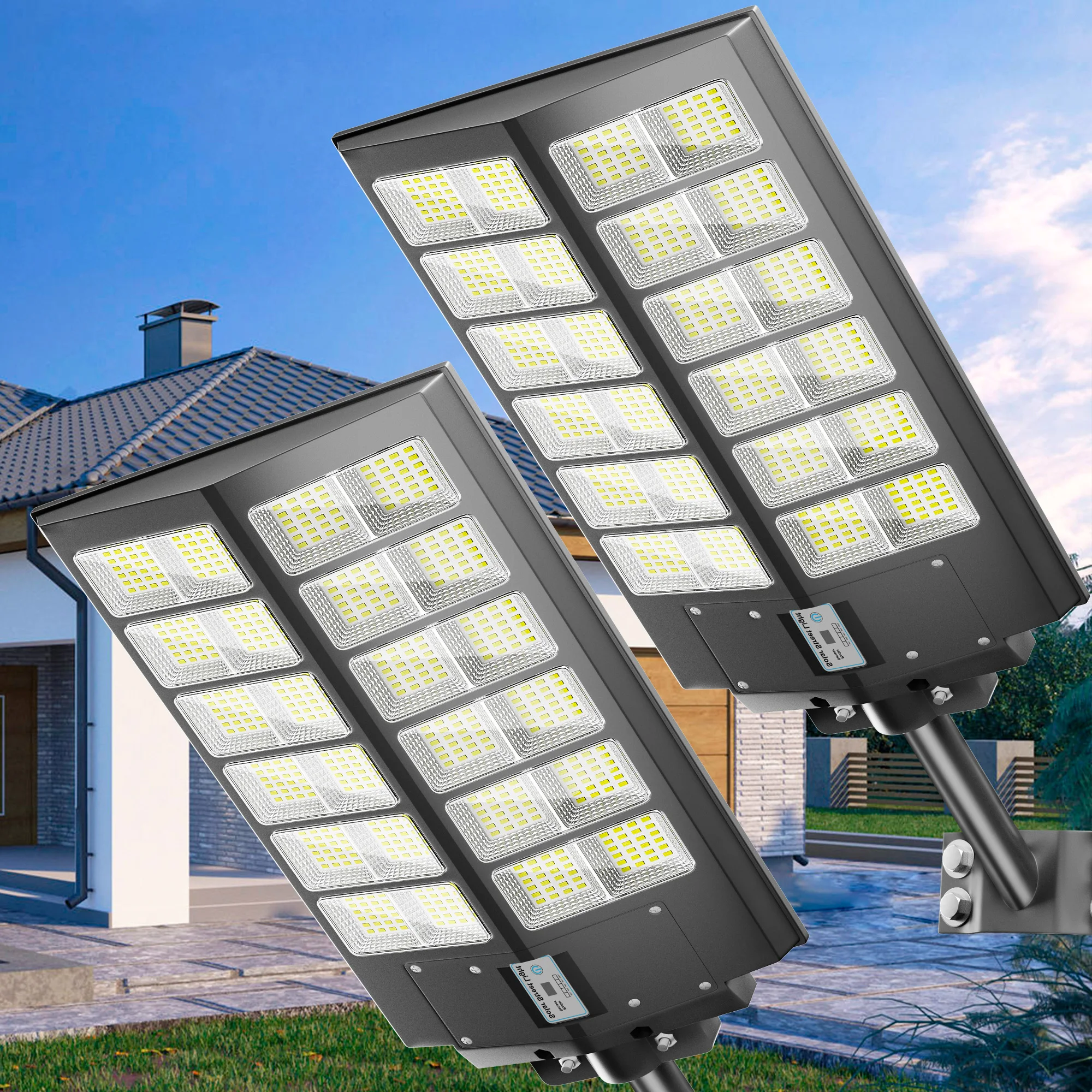 

2-Pack 5000W Solar Street Lights Outdoor,Solar Flood Light Motion Sensor and Remote Control,Garden Decoration Gardening Lights